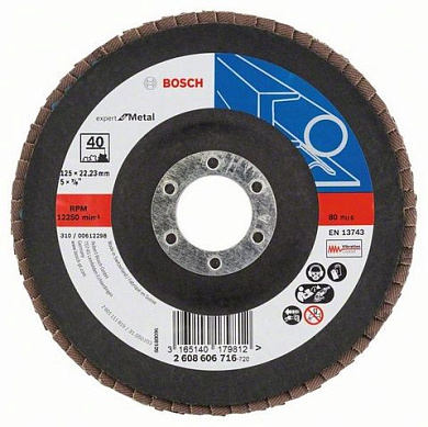 Лепестковый шлифовальный круг угловой Bosch Best for Metal K 40, 125 мм Фото 1