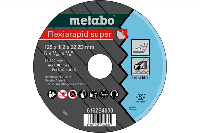 Отрезной диск Metabo Flexiarapid Super Inox A 60-U, 125 x 1.2 x 22.23 мм 616234000 Фото 1