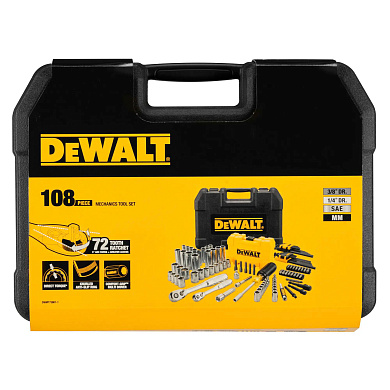 Набор головок, бит, шестигранных ключей 1/4 и 3/8, 108 предметов. DeWALT DWMT73801-1 Фото 1