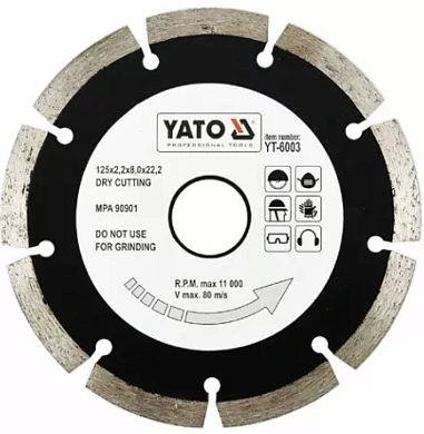 Диск алмазный YATO сегмент 125x8.0x22,2 мм (YT-6003) Фото 1