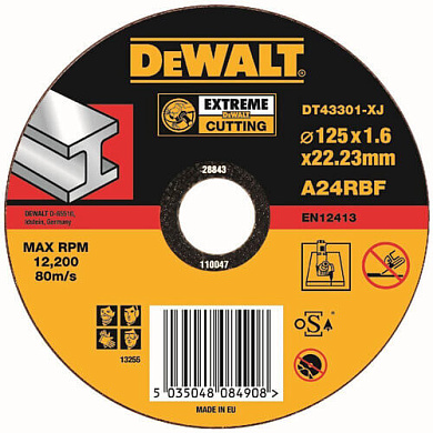 Диск відрізний DeWALT DT43301 125 мм Фото 1