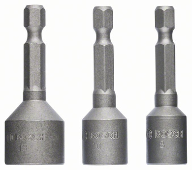 Набір ударних магнітних головок із шестигранним хвостовиком Bosch 50 мм, 3 предмети Фото 1