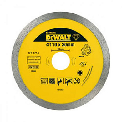 Диск алмазний 110х20 мм для плиткорізу DWC410 DeWALT DT3714 Фото 1
