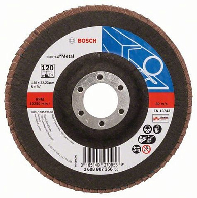 Лепестковый шлифовальный круг прямой Bosch Expert for Metal K 120, 125 мм Фото 1
