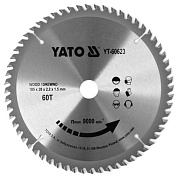 Диск пильный победитовый по дереву YATO YT-60623-1 185/30 мм 60 зубцов