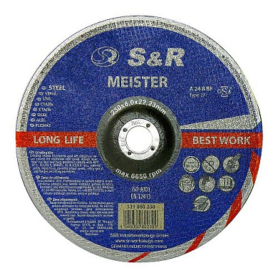 Круг зачистной по металлу S&R Meister A 24 R BF 230x6,0x22,2 (131060230) Фото 1