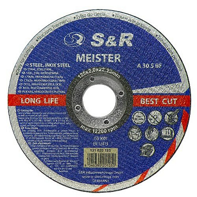 Круг отрезной S&R Meister A 30 S BF 125x2,0x22,2 (131020125) Фото 1